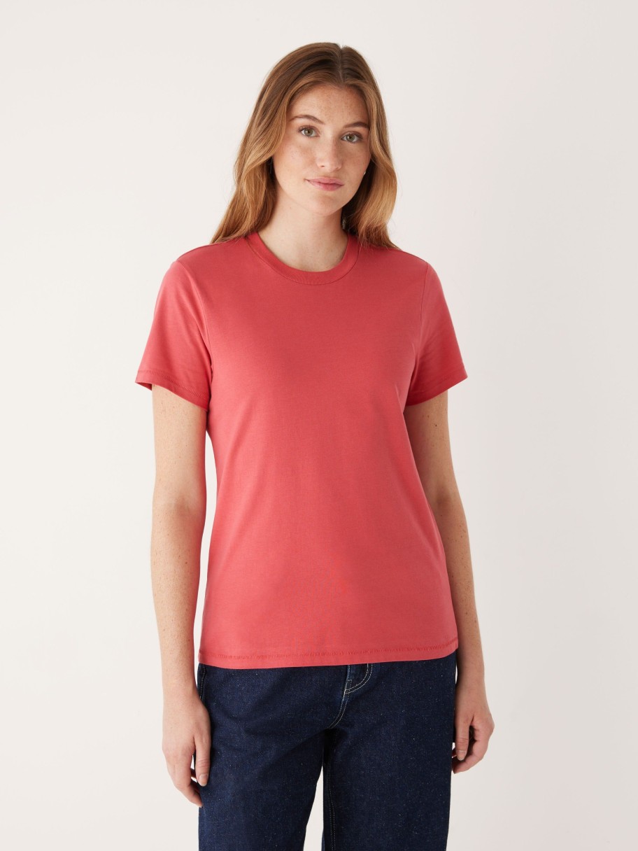 Women Frank And Oak T-Shirts & Tops | The Essential T-Shirt In Hibiscus Red