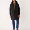 Women Frank And Oak Jackets & Coats | The Skyline Maxi Hooded Jacket In Black