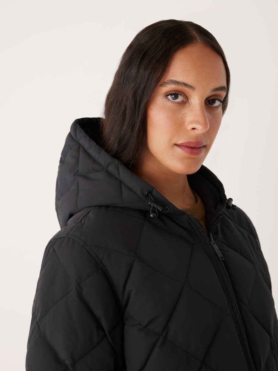 Women Frank And Oak Jackets & Coats | The Skyline Maxi Hooded Jacket In Black