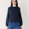 Women Frank And Oak Sweaters & Cardigans | The French Terry Crewneck In Midnight Blue