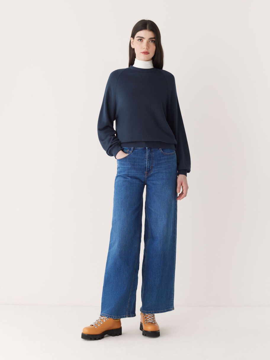 Women Frank And Oak Sweaters & Cardigans | The French Terry Crewneck In Midnight Blue