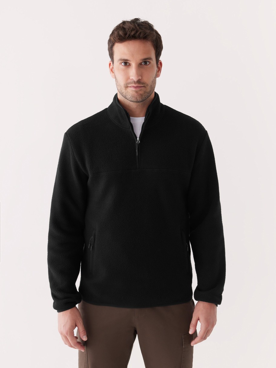 Men Frank And Oak Sweaters & Cardigans | The Axis Polar Fleece Pullover In Black