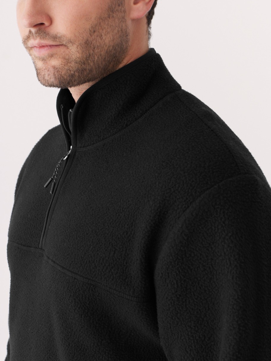 Men Frank And Oak Sweaters & Cardigans | The Axis Polar Fleece Pullover In Black