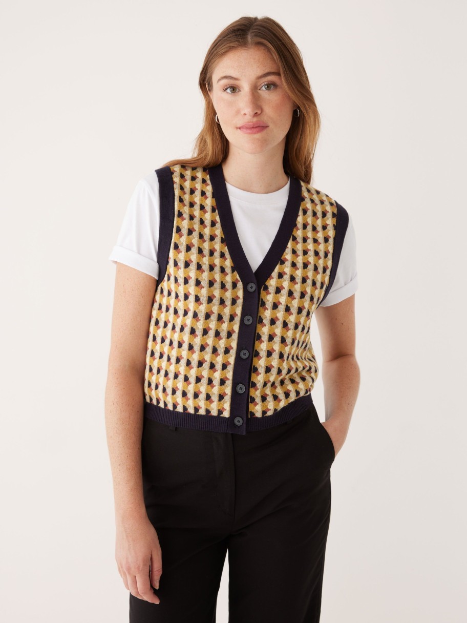 Women Frank And Oak Sweaters & Cardigans | The Button-Up Sweater Vest In Daisy