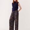 Women Frank And Oak Pants | The Emma Printed Satin Pant In Dark Blue