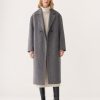 Women Frank And Oak Jackets & Coats | The Herringbone Recycled Wool Coat In Black