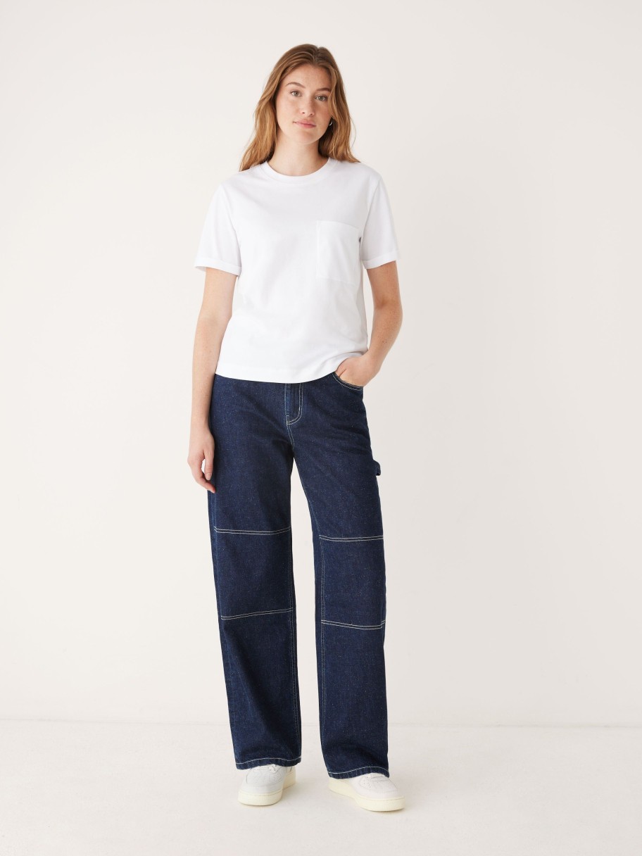 Women Frank And Oak Denim | The Courtney Loose Fit Mid Rise Cargo Jean In Navy