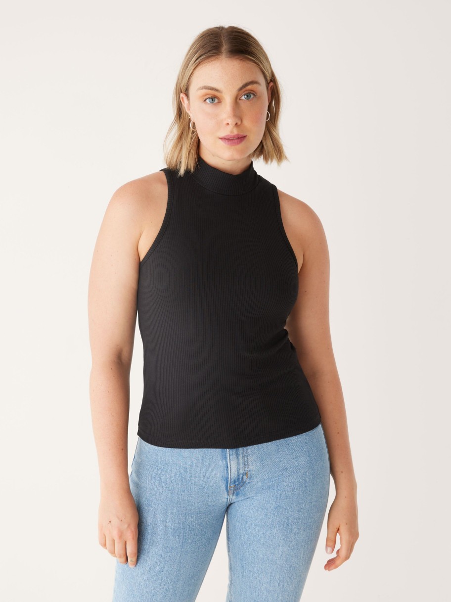 Women Frank And Oak T-Shirts & Tops | The Mockneck Tank Top In Black