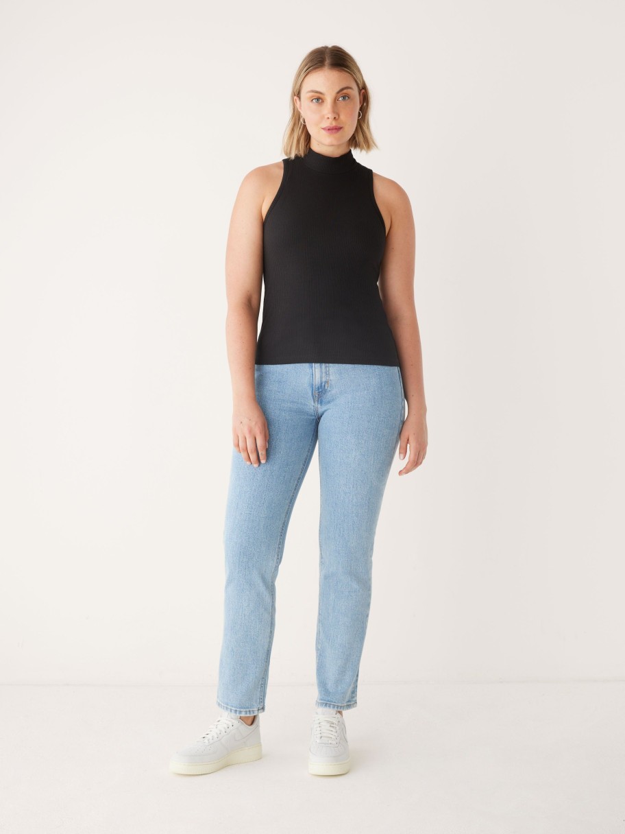 Women Frank And Oak T-Shirts & Tops | The Mockneck Tank Top In Black