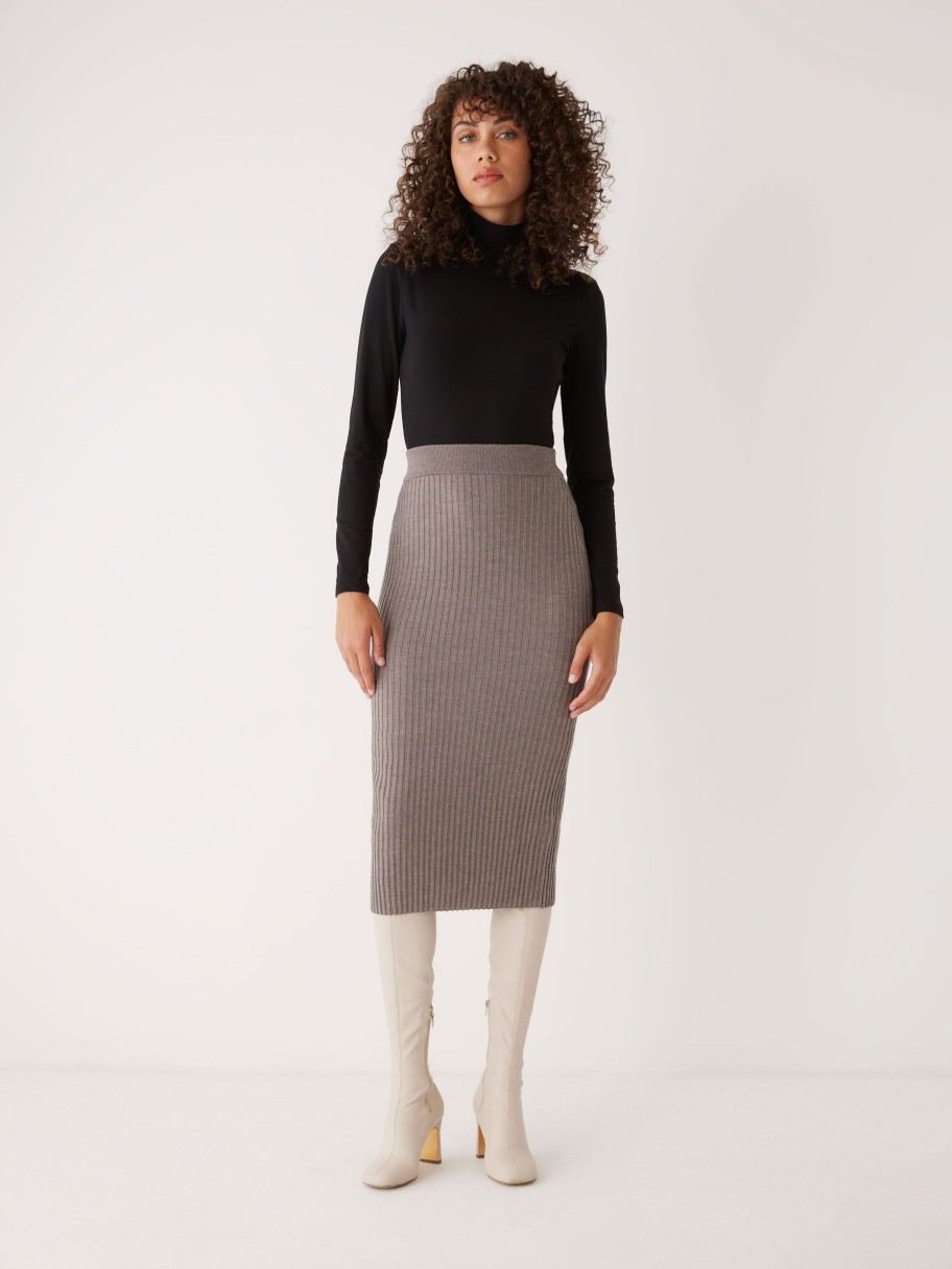 Women Frank And Oak Skirts | The Merino Sweater Skirt In Beige Grey