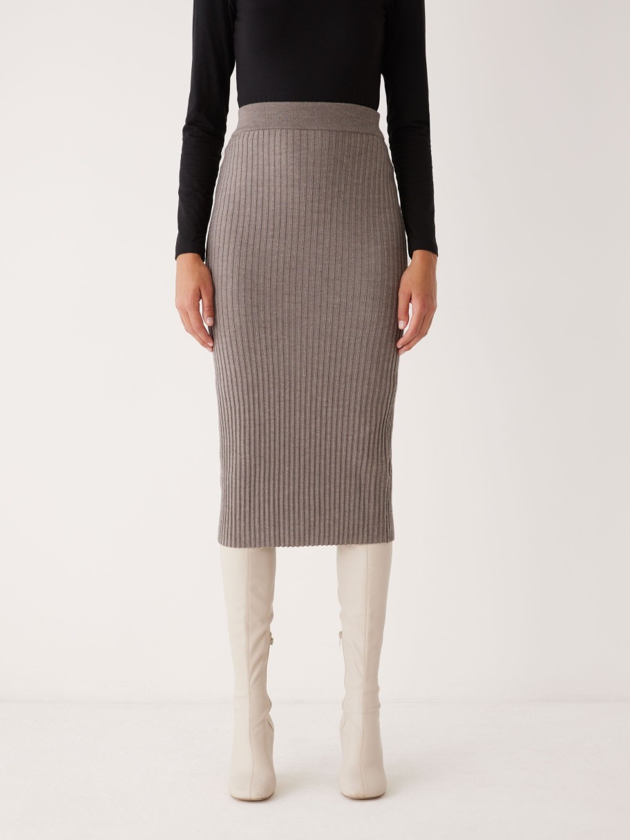 Women Frank And Oak Skirts | The Merino Sweater Skirt In Beige Grey