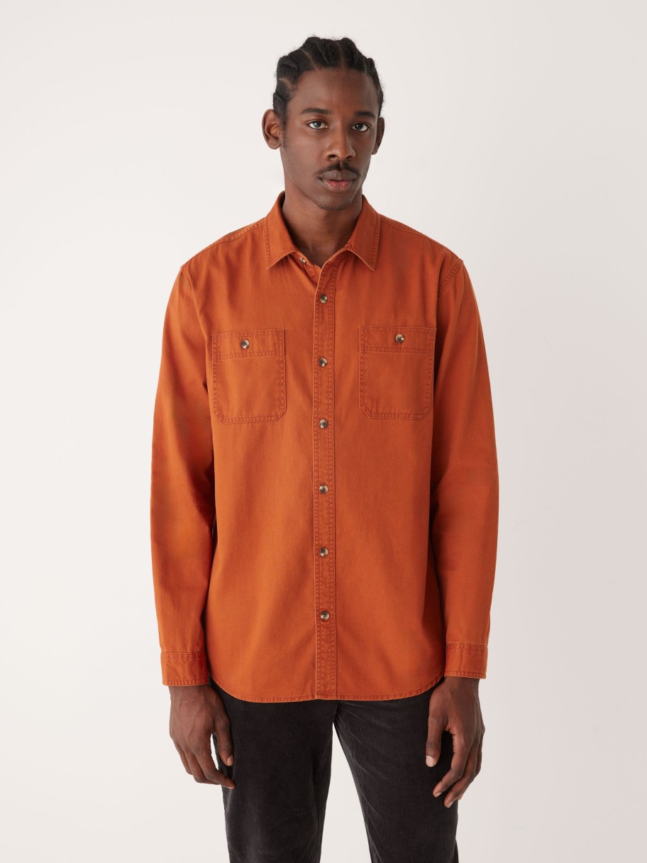 Men Frank And Oak Shirts & Polo Shirts | The Washed Worker Shirt In Paprika