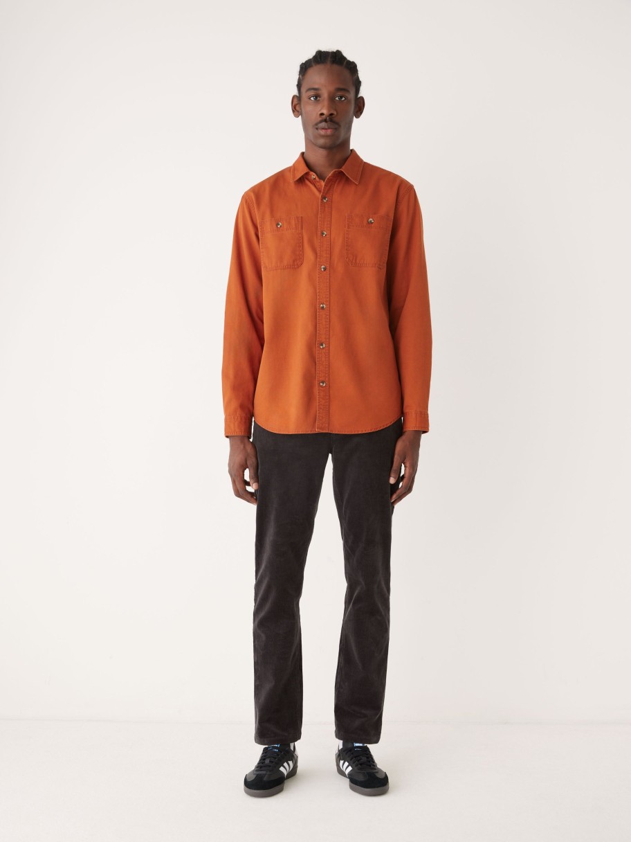 Men Frank And Oak Shirts & Polo Shirts | The Washed Worker Shirt In Paprika