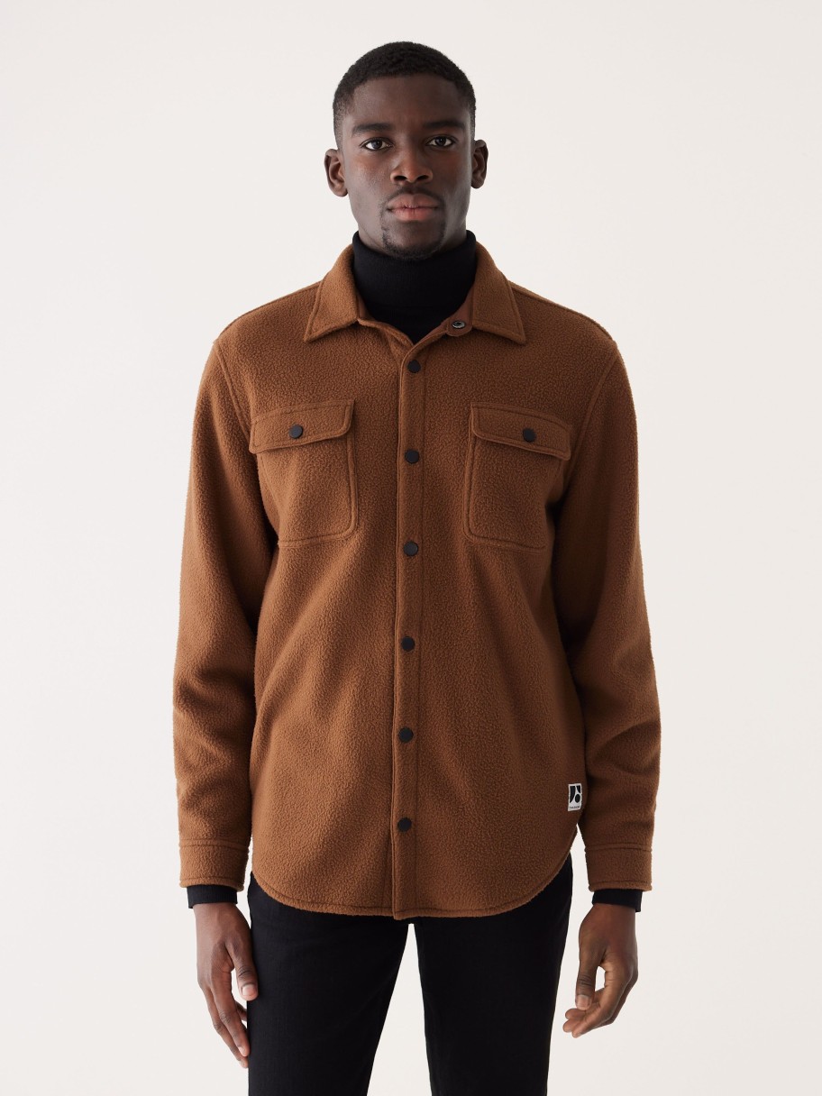 Men Frank And Oak Blazers & Overshirts | The Tundra Polar Fleece Overshirt In Cappuccino