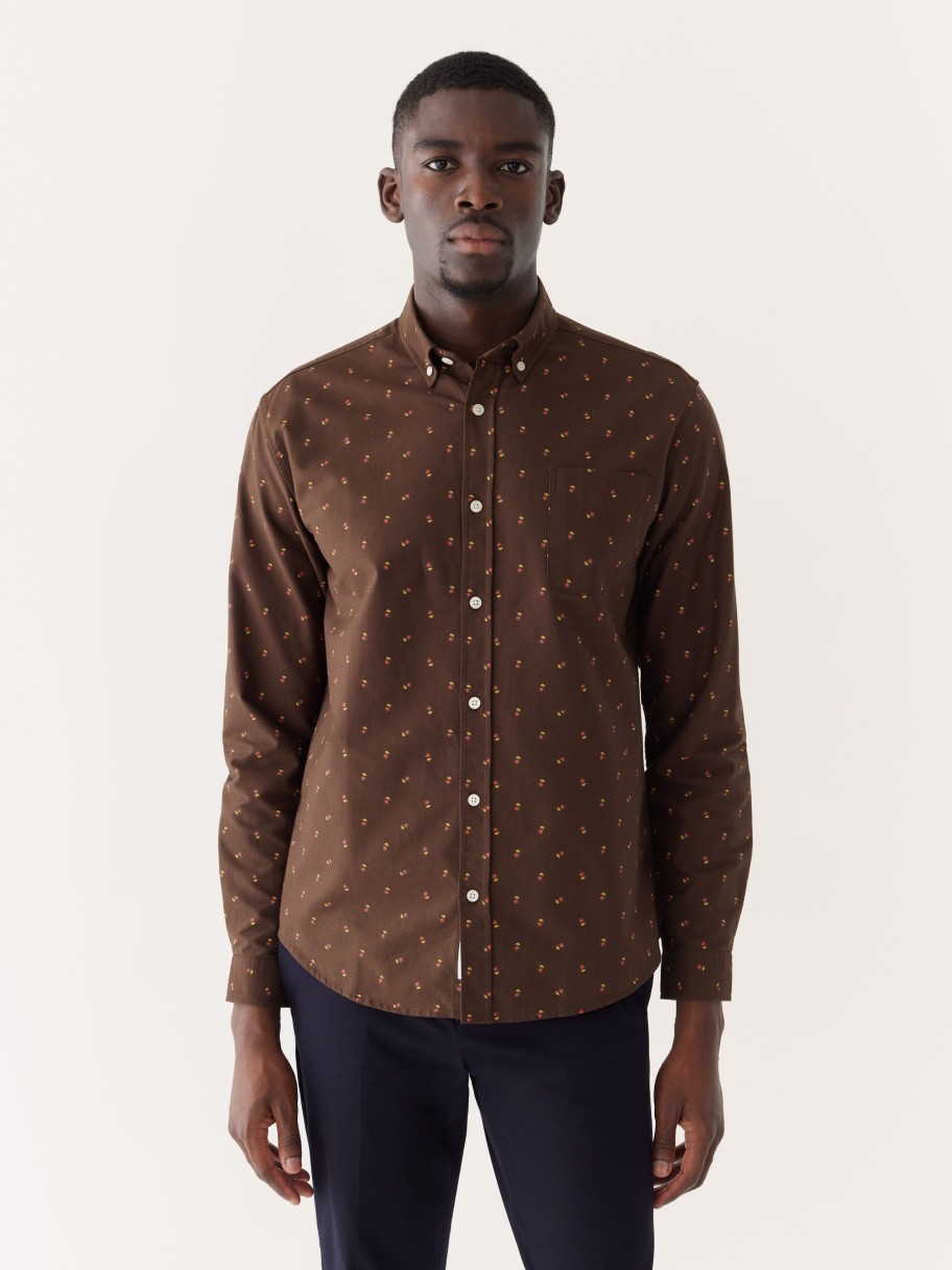 Men Frank And Oak Shirts & Polo Shirts | The Printed Jasper Oxford Shirt In Cafe