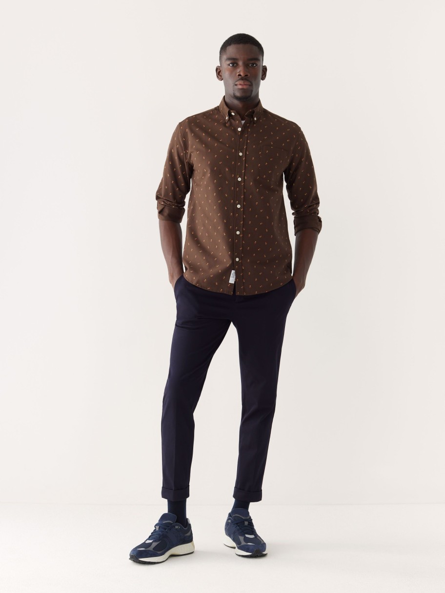 Men Frank And Oak Shirts & Polo Shirts | The Printed Jasper Oxford Shirt In Cafe