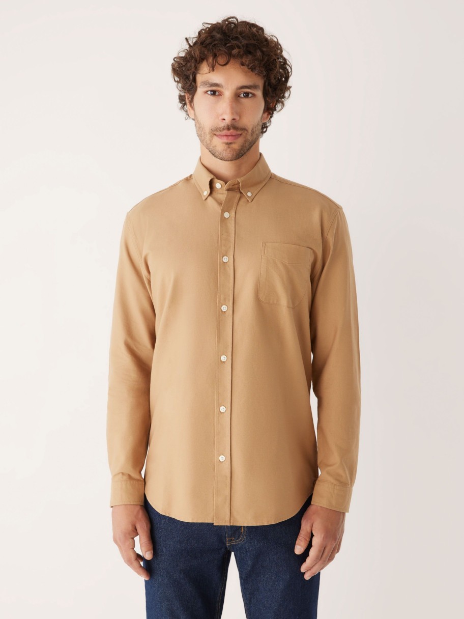 Men Frank And Oak Shirts & Polo Shirts | The Jasper Oxford Shirt In Camel