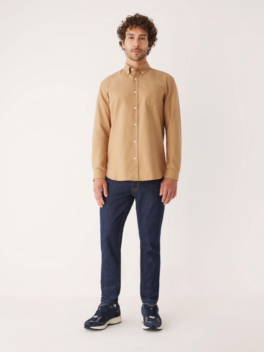 Men Frank And Oak Shirts & Polo Shirts | The Jasper Oxford Shirt In Camel