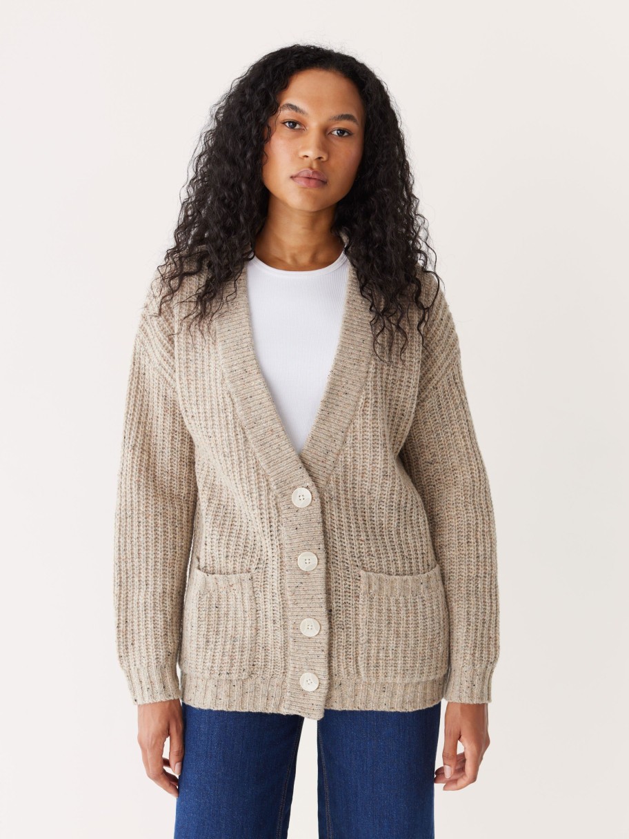 Women Frank And Oak Sweaters & Cardigans | The Comfort Donegal Cardigan In Soft Beige