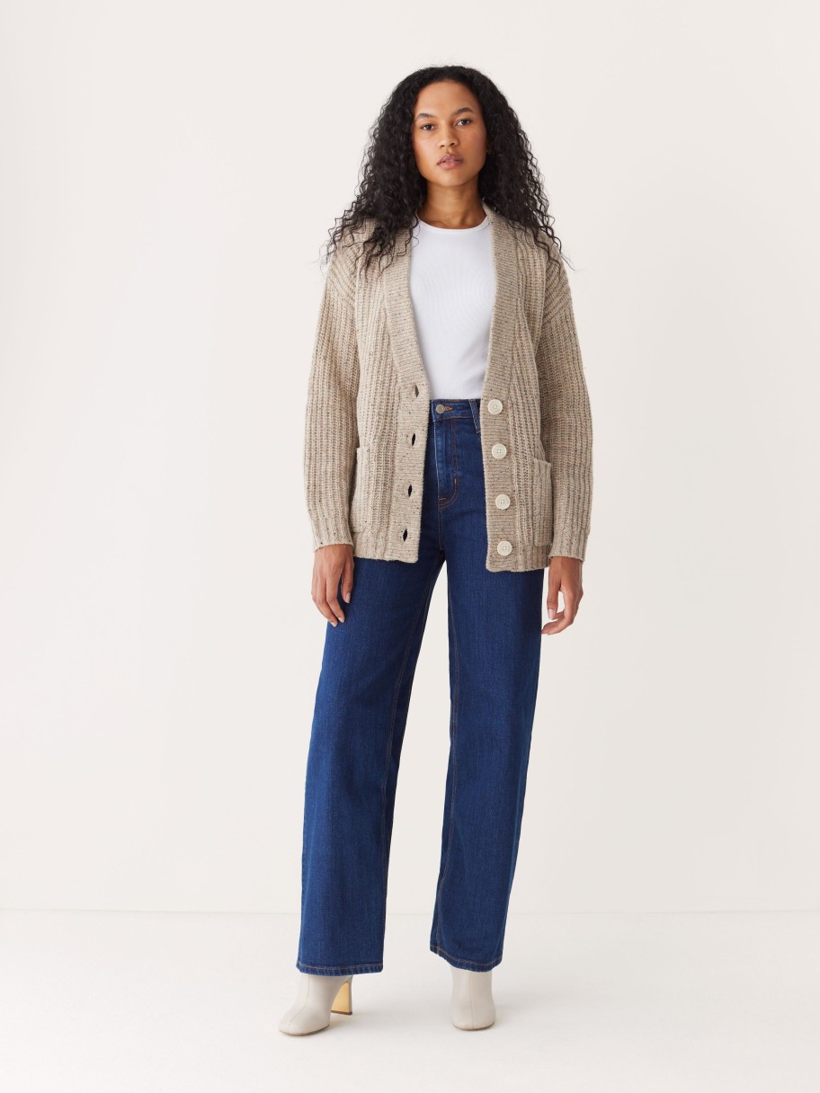 Women Frank And Oak Sweaters & Cardigans | The Comfort Donegal Cardigan In Soft Beige