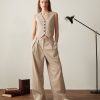 Women Frank And Oak Pants | The Emma Ultra-Wide Fit Pant In Oxford Tan