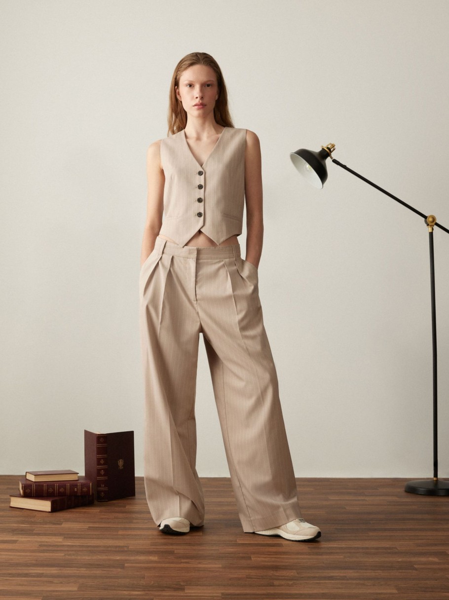 Women Frank And Oak Pants | The Emma Ultra-Wide Fit Pant In Oxford Tan