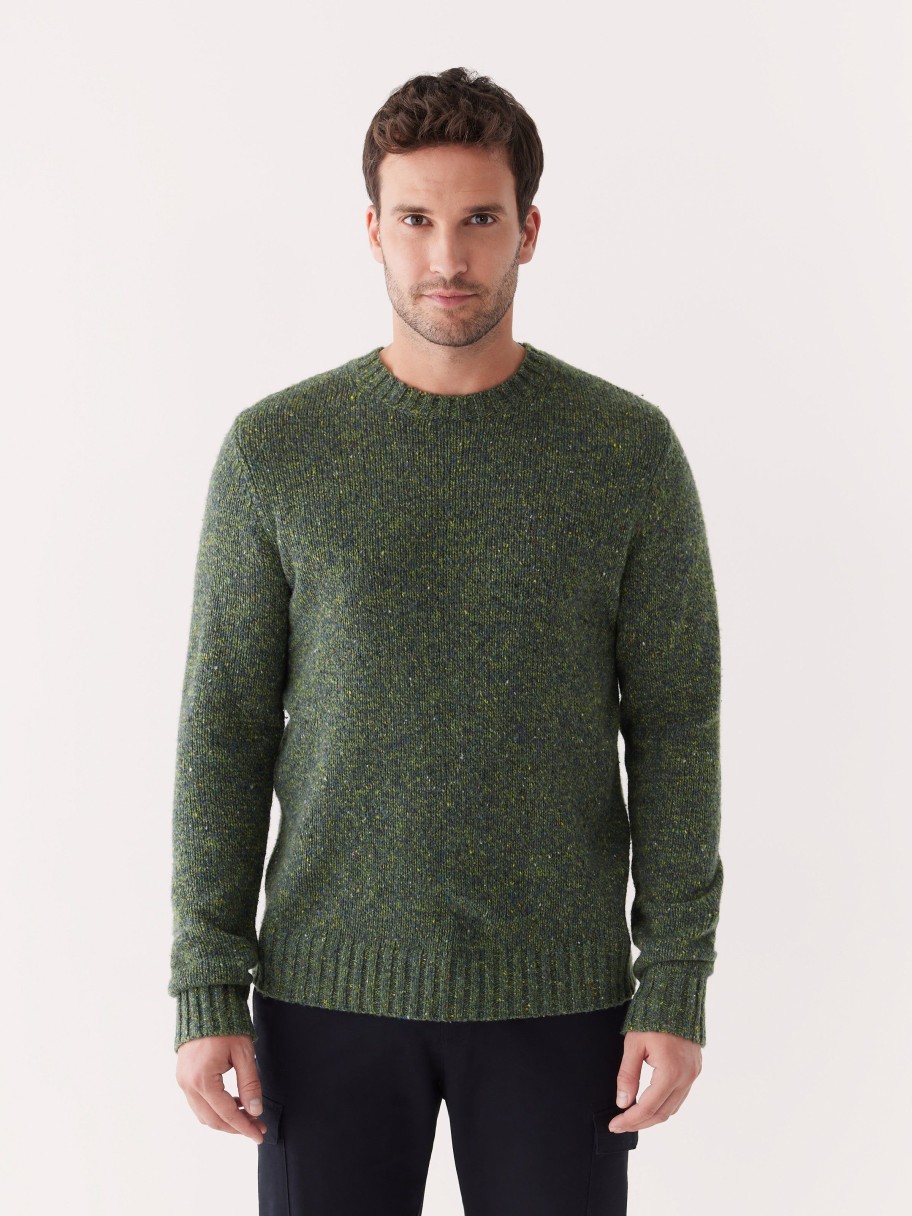 Men Frank And Oak Sweaters & Cardigans | The Donegal Crewneck Sweater In Emerald Green