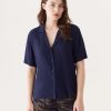 Women Frank And Oak Blouses & Shirts | The Camp Collar Blouse In Night Sky Blue