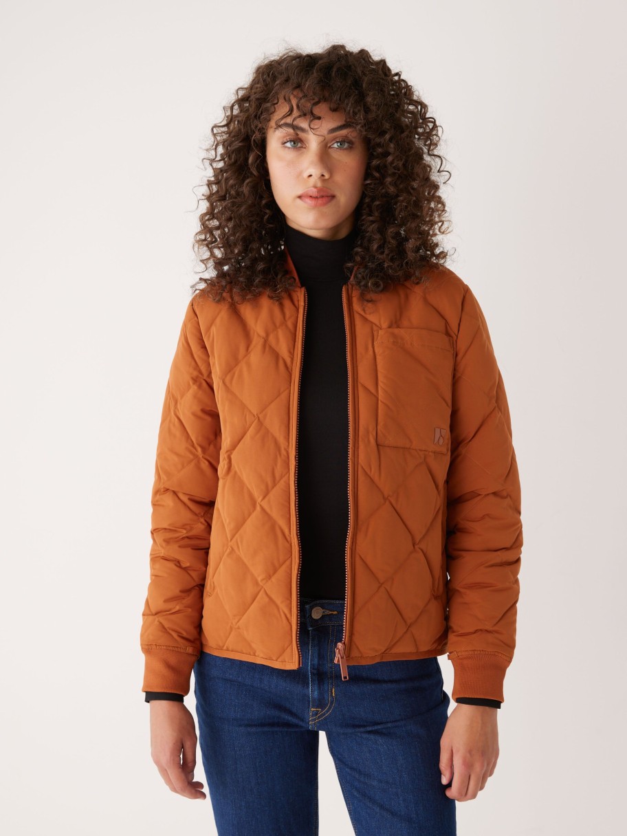 Women Frank And Oak Jackets & Coats | The Skyline Reversible Bomber In Orange