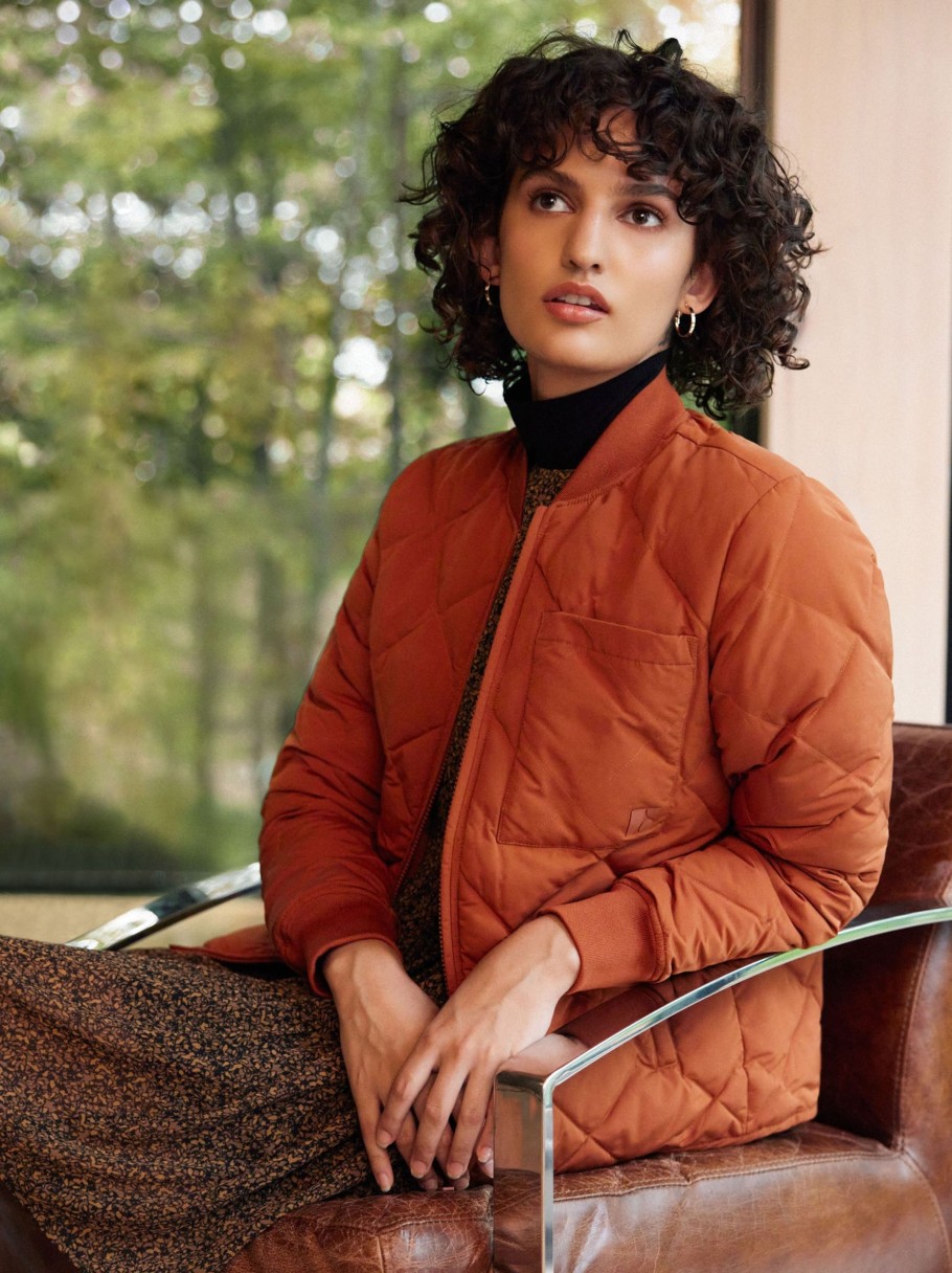 Women Frank And Oak Jackets & Coats | The Skyline Reversible Bomber In Orange