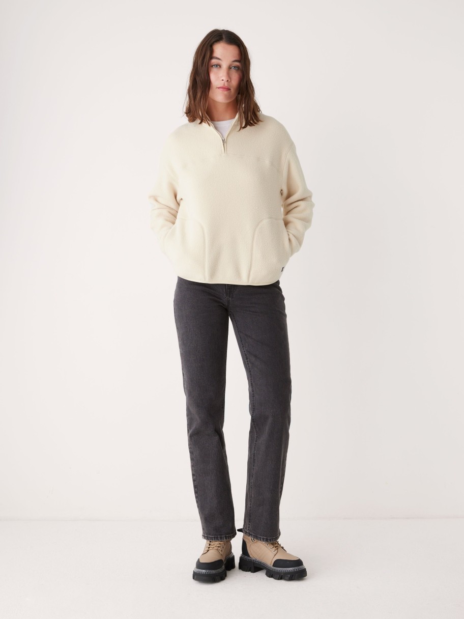 Women Frank And Oak Sweaters & Cardigans | The Axis Polar Fleece Pullover In Vanilla