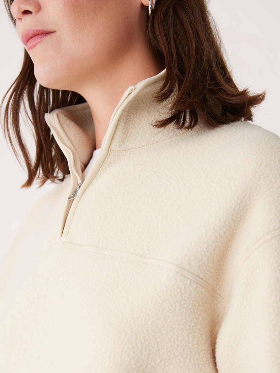 Women Frank And Oak Sweaters & Cardigans | The Axis Polar Fleece Pullover In Vanilla