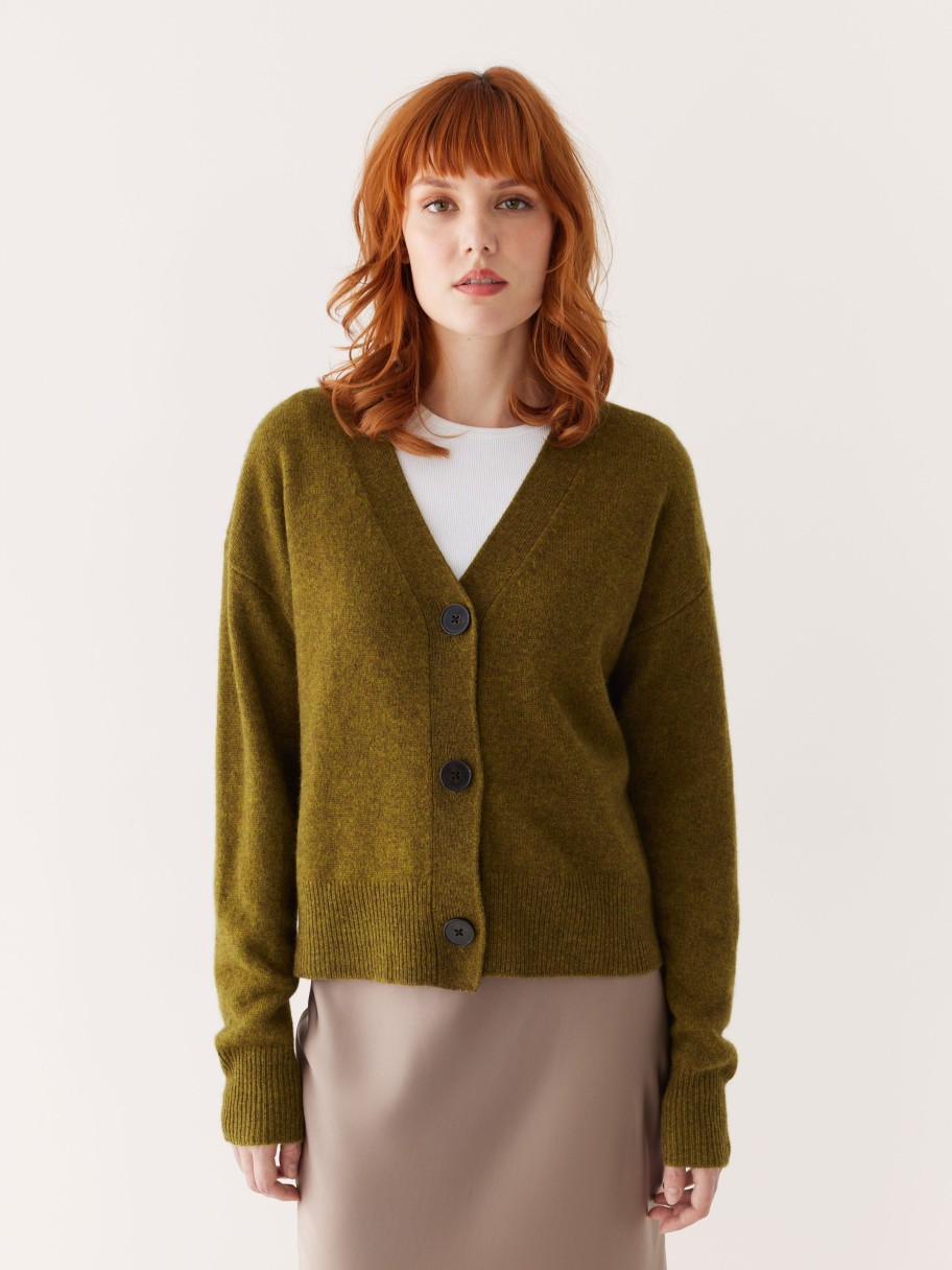 Women Frank And Oak Sweaters & Cardigans | The Yak Wool Cardigan In Olive