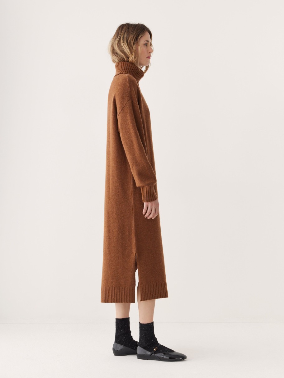 Women Frank And Oak Sweaters & Cardigans | The Turtleneck Sweater Dress In Caramel