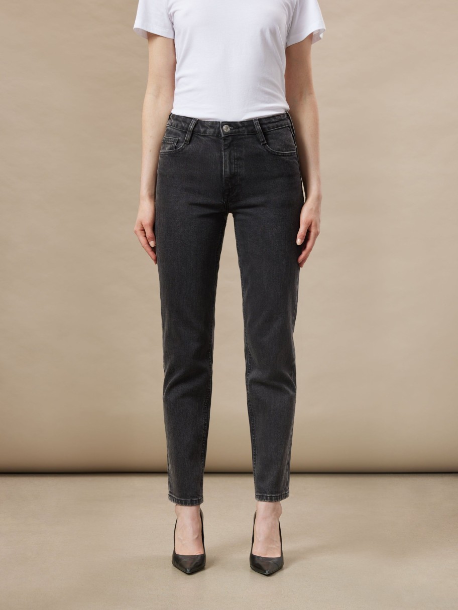 Women Frank And Oak Denim | The Cyndi Straight Fit High Rise Jean In Washed Black