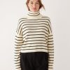 Women Frank And Oak Sweaters & Cardigans | The Merino Striped Turtleneck Sweater In White