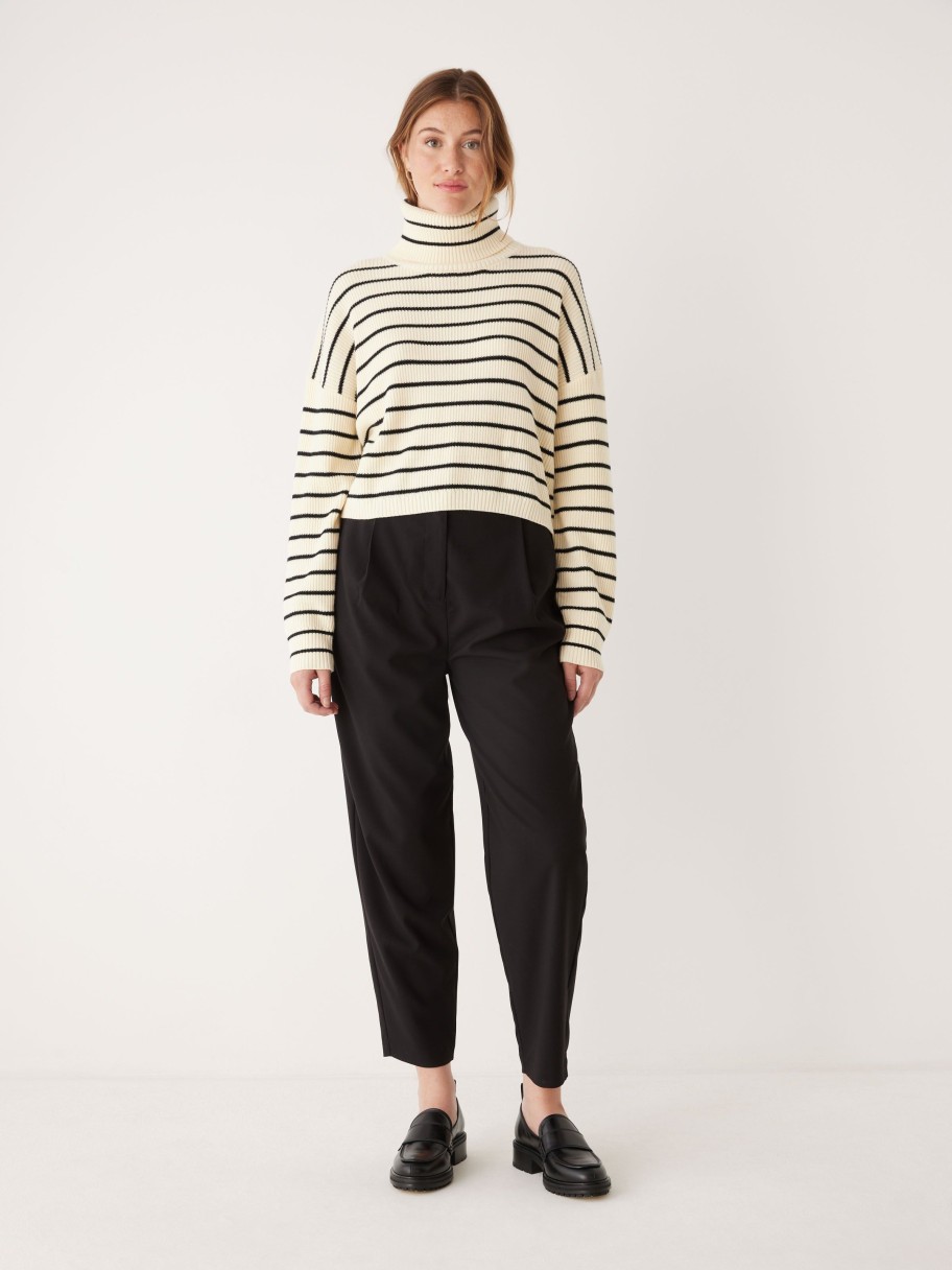 Women Frank And Oak Sweaters & Cardigans | The Merino Striped Turtleneck Sweater In White