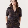 Women Frank And Oak Blouses & Shirts | The Printed Camp Collar Blouse In Dark Blue