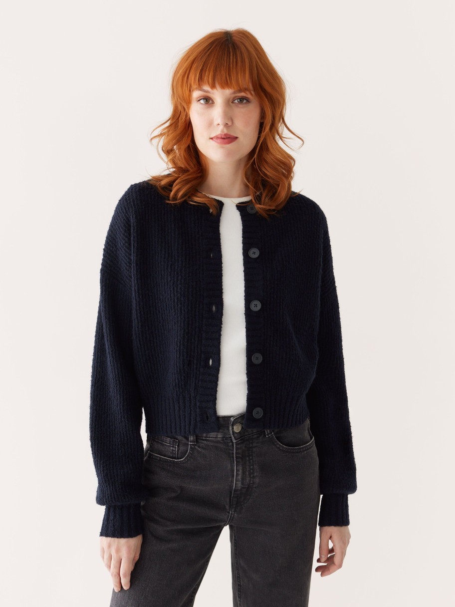 Women Frank And Oak Sweaters & Cardigans | The Seawool® Sweater Cardigan In Dark Blue