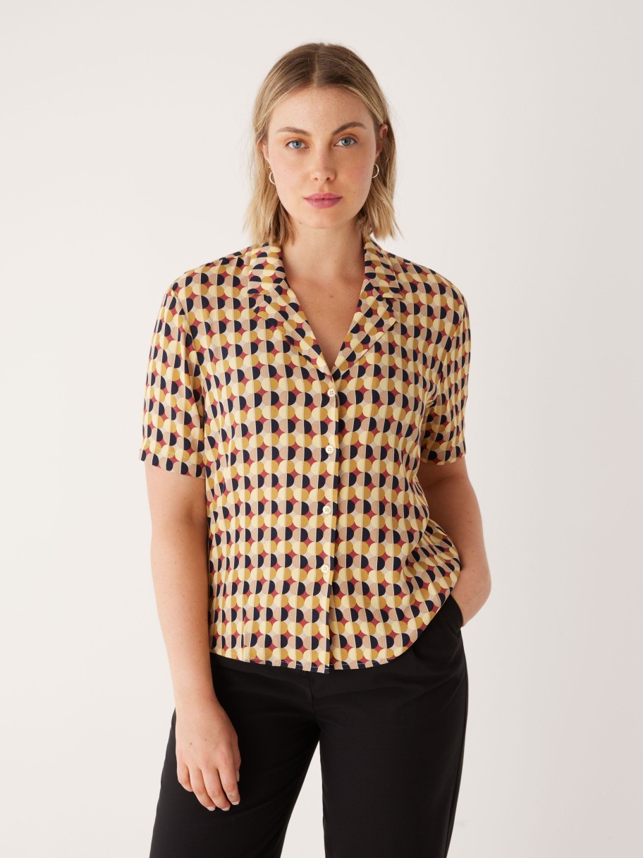 Women Frank And Oak Blouses & Shirts | The Printed Camp Collar Blouse In Daisy