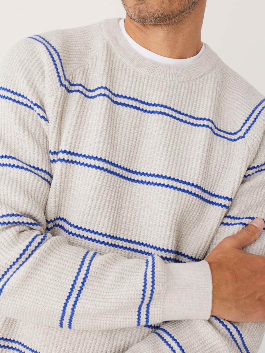 Men Frank And Oak Sweaters & Cardigans | The Seacell™ Waffle Sweater In Carpenter Blue