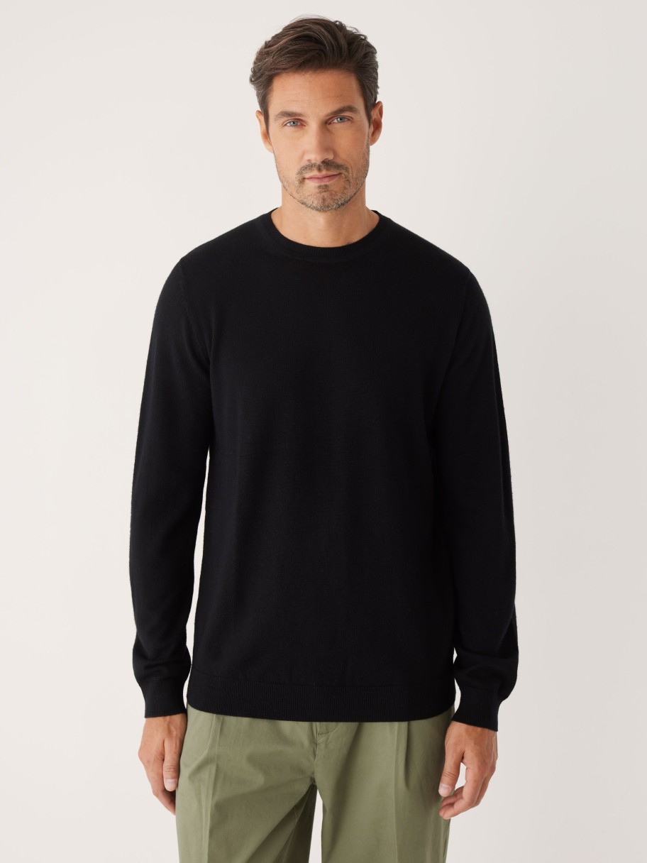 Men Frank And Oak Sweaters & Cardigans | The Merino Crewneck Sweater In Black