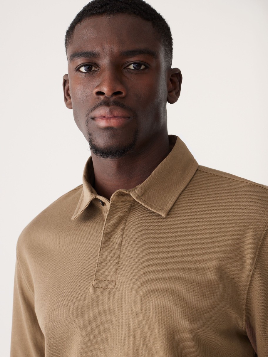 Men Frank And Oak Shirts & Polo Shirts | The Long Sleeve Rugby Polo In Umber