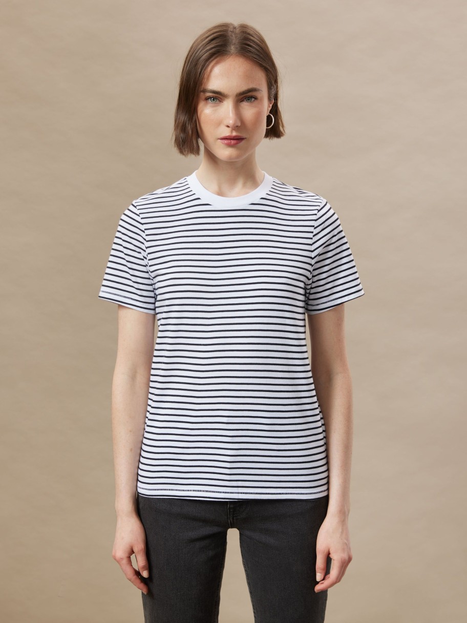 Women Frank And Oak T-Shirts & Tops | The Striped Essential T-Shirt In White