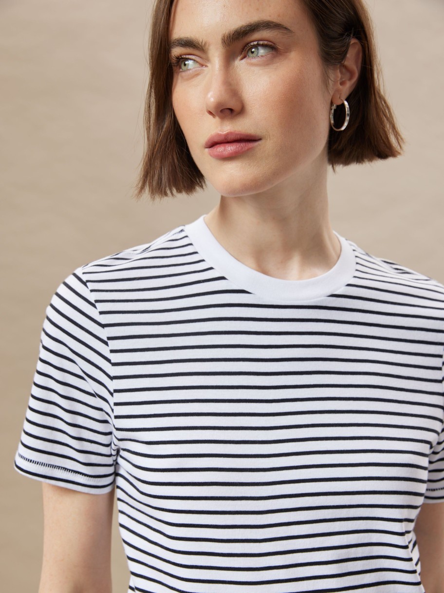 Women Frank And Oak T-Shirts & Tops | The Striped Essential T-Shirt In White