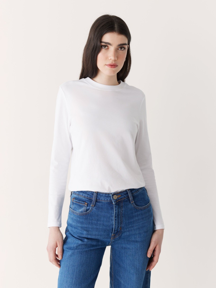 Women Frank And Oak T-Shirts & Tops | The Long Sleeve T-Shirt In Bright White