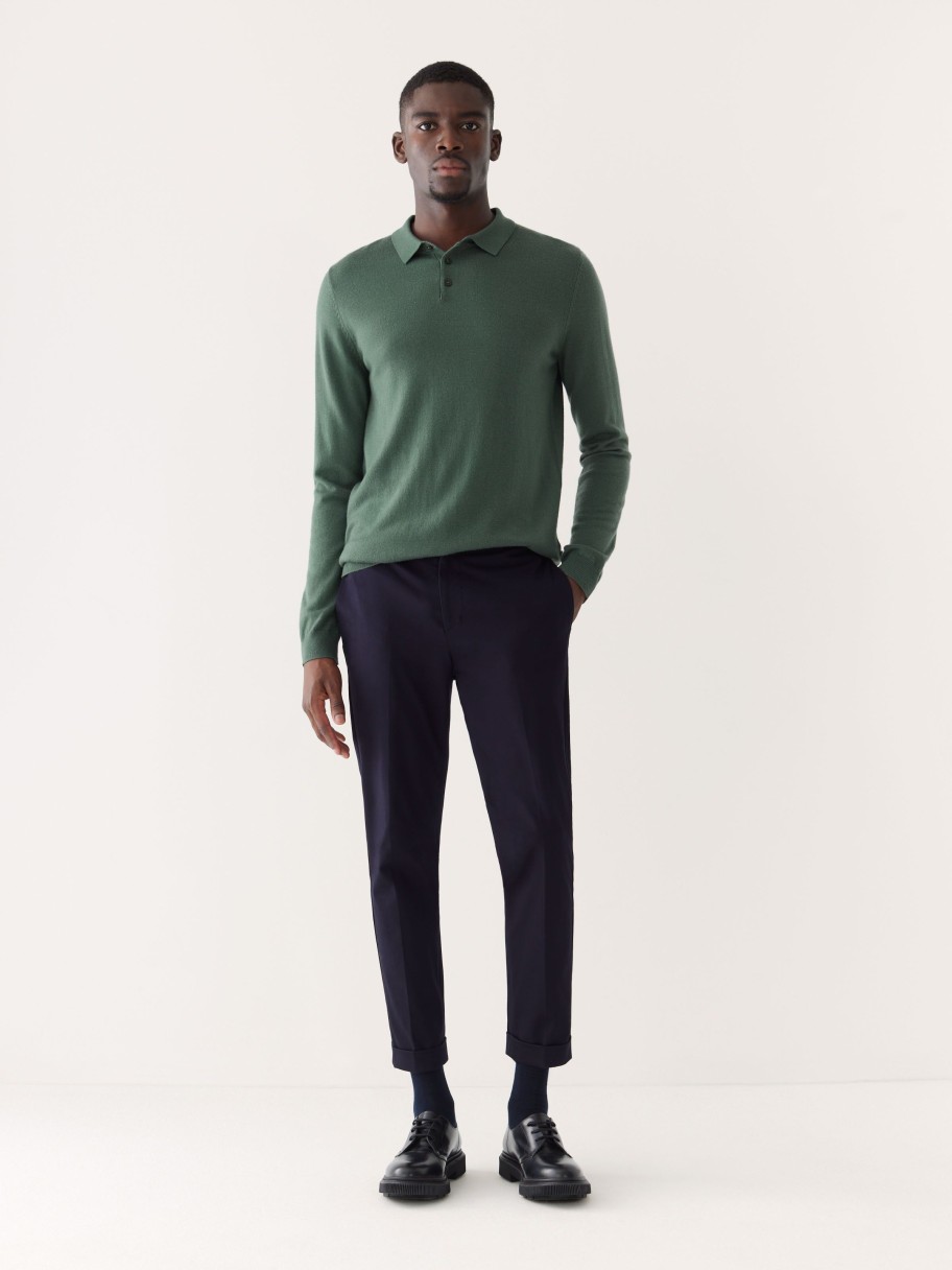 Men Frank And Oak Sweaters & Cardigans | The Merino Polo Sweater In Light Green