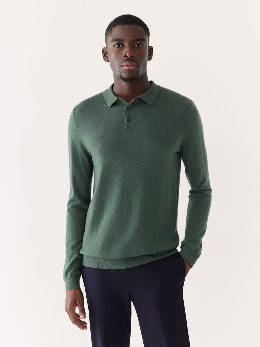 Men Frank And Oak Sweaters & Cardigans | The Merino Polo Sweater In Light Green