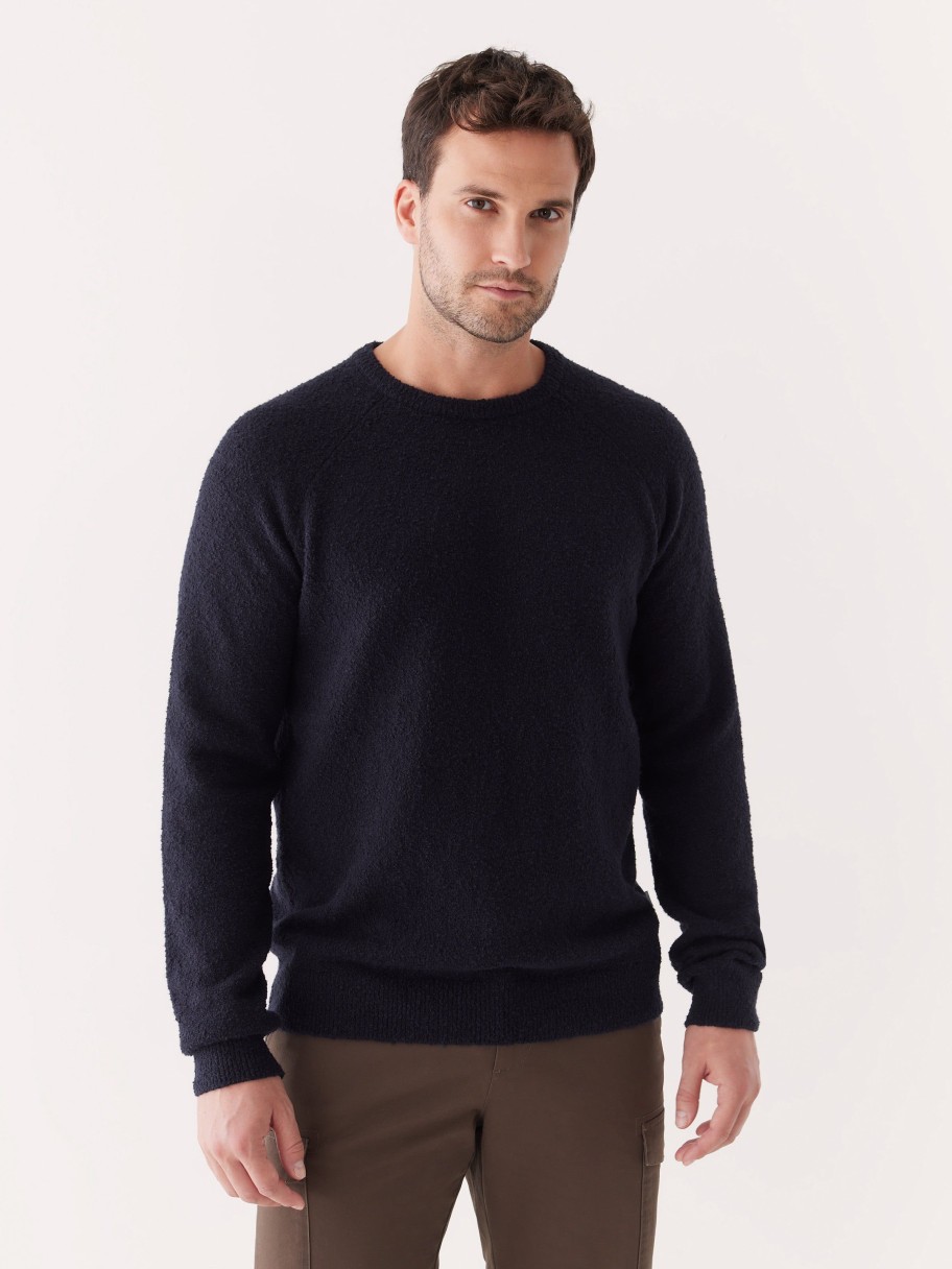 Men Frank And Oak Sweaters & Cardigans | The Boucle Seawool® Sweater In Dark Blue