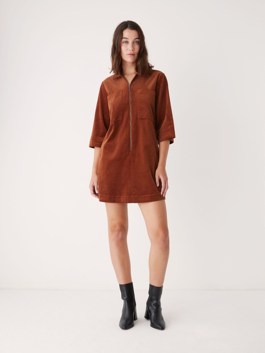 Women Frank And Oak Dresses & Jumpsuits | The Corduroy Mini Dress In Smoked Paprika